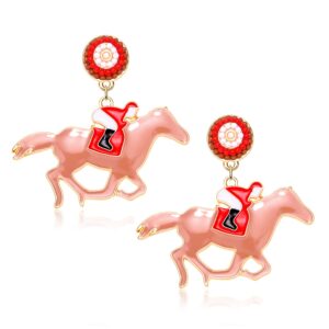 horse earrings funny kentucky derby race horse drop dangle earrings for women western cute horse dangling earrings jewelry gift for horse racing fan