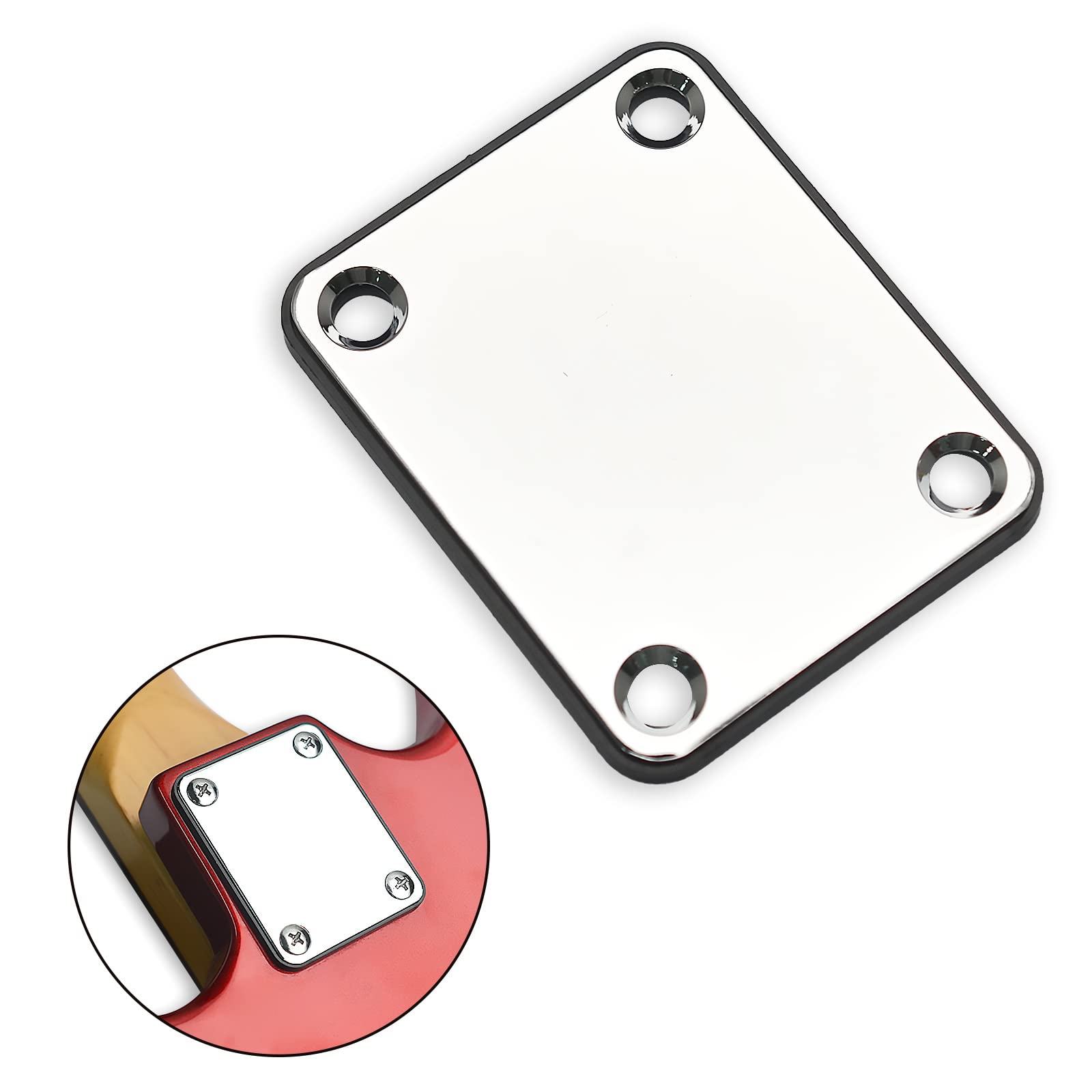 MAXCHEER Electric Bass Guitar Neck plate Guitar Neck Joint Connecting Strengthen Plate Guitar Parts (Chrome)