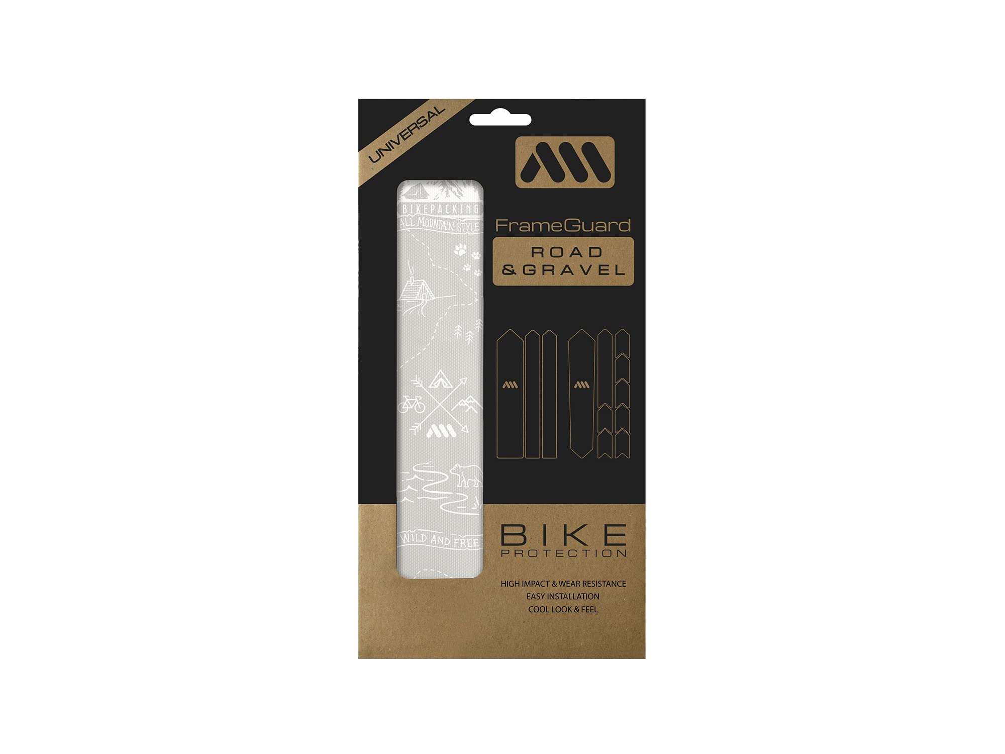 All Mountain Style Honeycomb High Impact Frame Guard Road/Gravel - Clear Bike Frame Protector Supports Universal Fitting - Helps Protect Your Bike from Scratches, Chips and Dings (Bikepacking White)