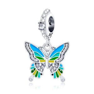 pickbeau s925 sterling silver charms bracelet necklace keychain sunglasses bag butterfly sunflower charm beads diy jewelry gifts for women