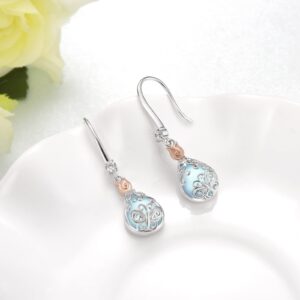 Butterfly Moonstone Earrings Leverback 925 Sterling Silver Teardrop Drop Dangle Earrings Gift For Women