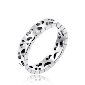 Stainless Steel Hollow Love Hearts Ring Wedding Promise Band Couples Valentines Gifts for Men Women Y1600 (Silver Color Size 8)