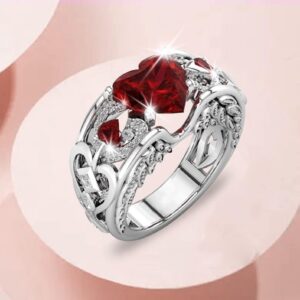 Stackable Ring Eternitys Bands Rings for Women Heart Shape Diamond Zircon Women Fashion Trend Full Diamond Zircon Ring Ladies Jewelry Anniversary Stackable Wedding Band Ring