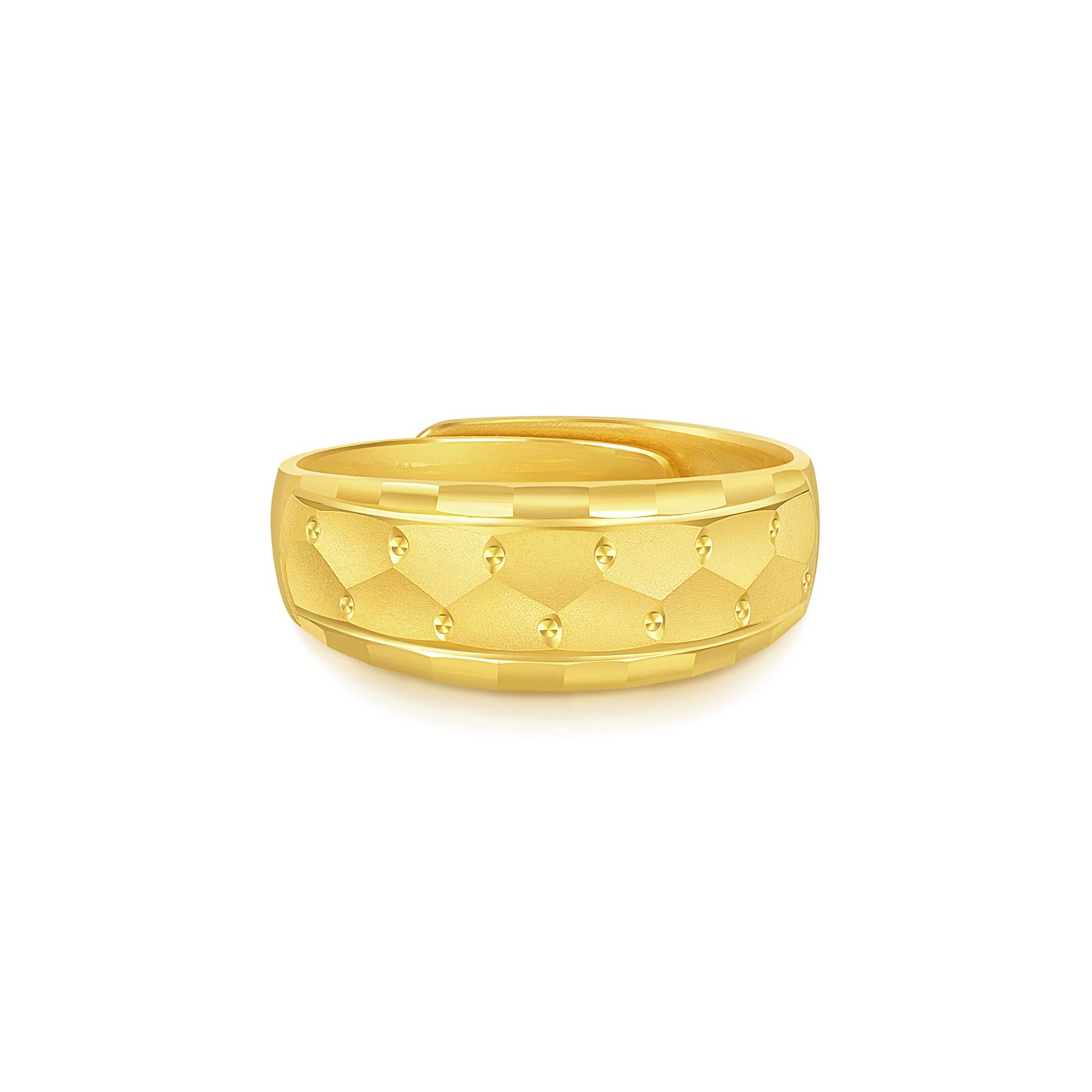 CHOW SANG SANG 999.9 24K Solid Gold Price-by-Weight 9.73g Gold Modern with Hammer Finish Band Ring for Women 82820R | Size Adjustable