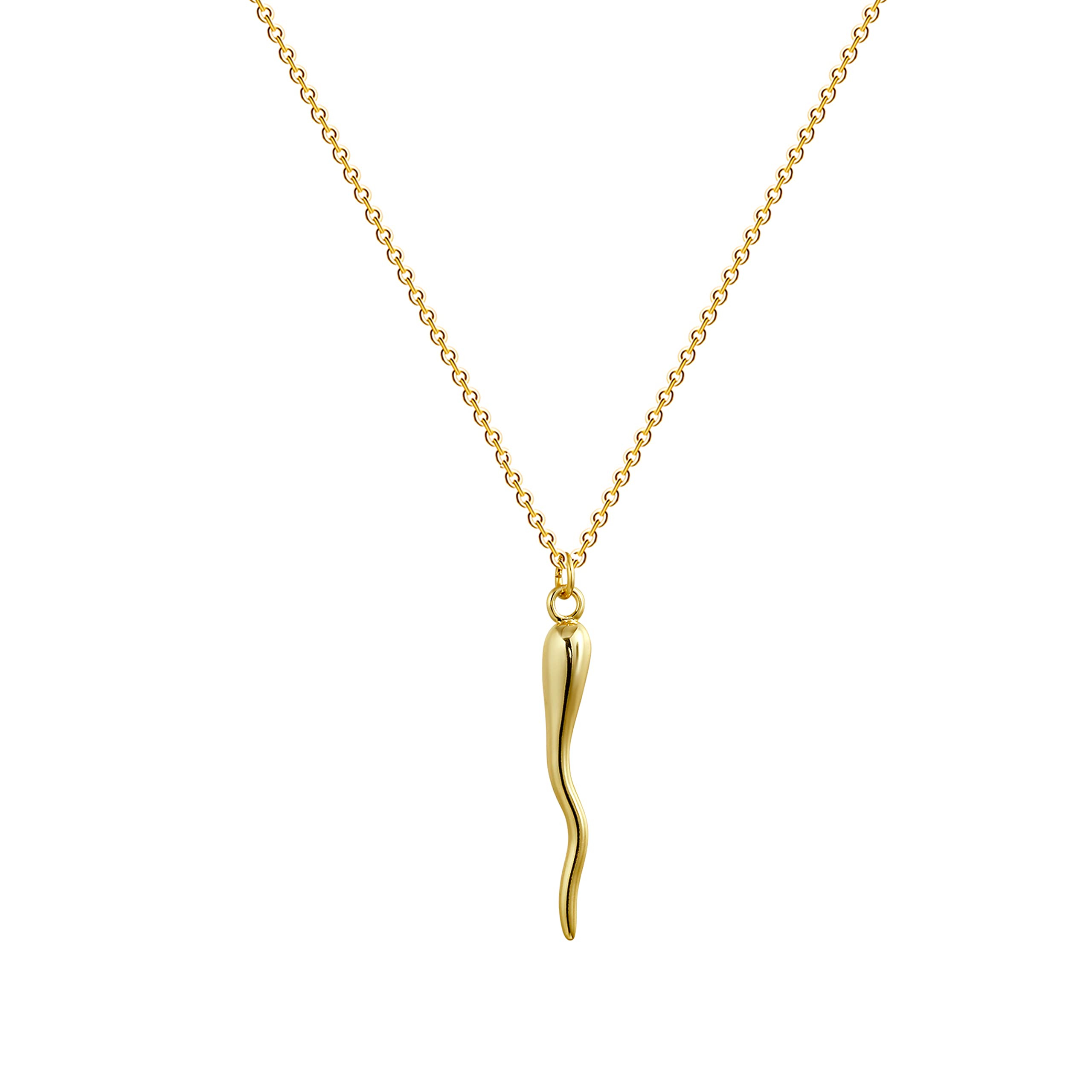 MIDEEO Dainty Gold Necklaces for Women Italian Horn Protection Pendant Necklace Cornicello Pepper Charm Necklace Minimalist Everyday Jewelry Gifts