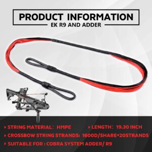 NBCGGS 19.3" Cobra Adder String Replacement Crossbow R9 Cobra Adder Crossbow String,20 Strands HMPE 1600D,Red