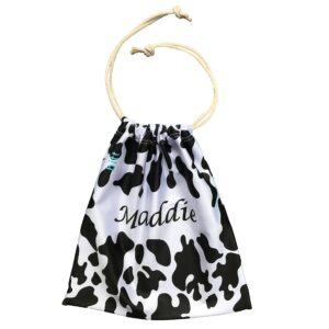 Bitt Sportswear Personalized Gymnastics Grip Bag in Cow Print with Crystals Options (Black Cow Print)