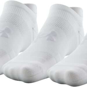 Under Armour Adult ArmourDry Run Lite No Show Tab Socks, 3-Pairs, White/Halo Gray, Large