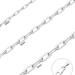 Waitsoul 925 Sterling Silver Paperclip Lobster Clasp Chain 3mm Necklace for Women Men Diamond Cut Silver Necklace Chain 16-30 Inches(18)