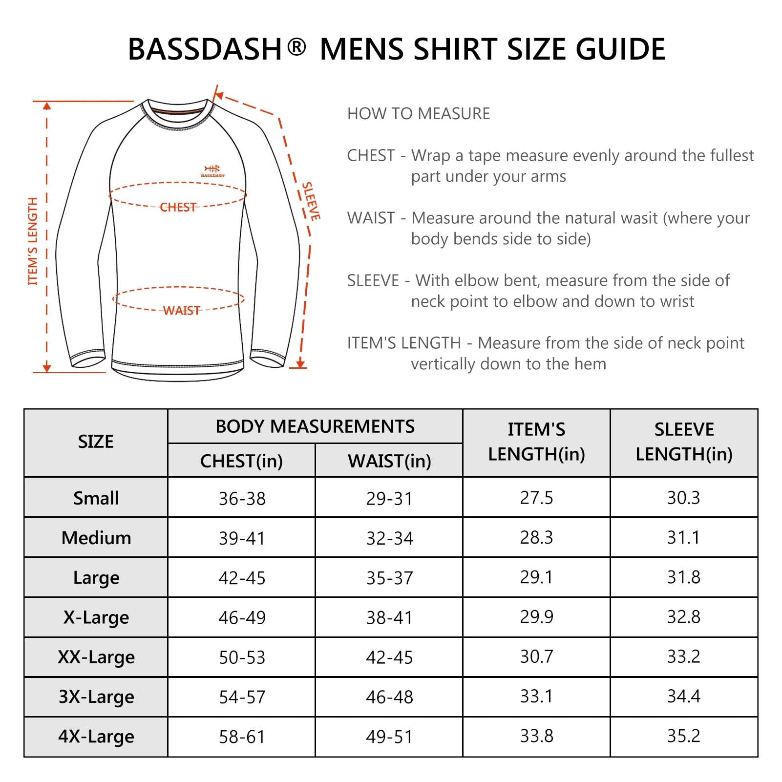 BASSDASH Men’s UPF 50+ Camo Fishing Shirt Quick Dry Long Sleeve Kayaking Hiking T-Shirts