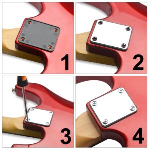 MAXCHEER Electric Bass Guitar Neck plate Guitar Neck Joint Connecting Strengthen Plate Guitar Parts (Chrome)