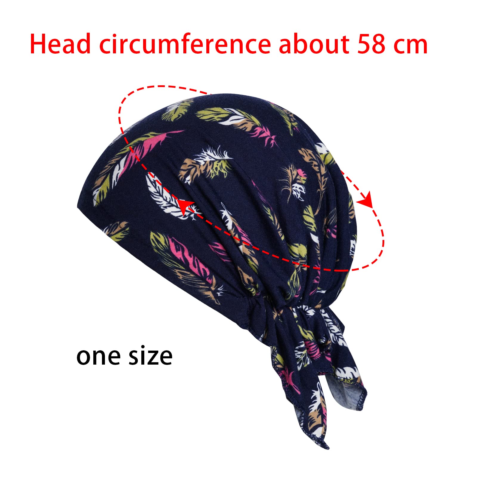 4pcs Pre-Tied Chemo Head Scarf Beanie Covers Cap Head Scarves Sleep Turban Hat Women Bandana with Stretch Print Ruffle Multicolor