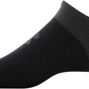 Under Armour Adult ArmourDry Run Lite No Show Tab Socks, 3-Pairs, Black/Jet Gray, Medium