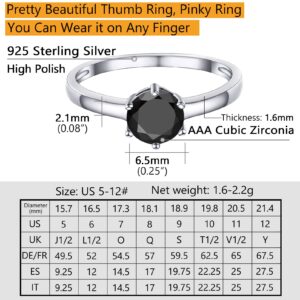 Cubic Zirconia Black Onyx Cz Solitaire Ring Jewelry Size 7 Sterling Silver Wedding Rings For Women