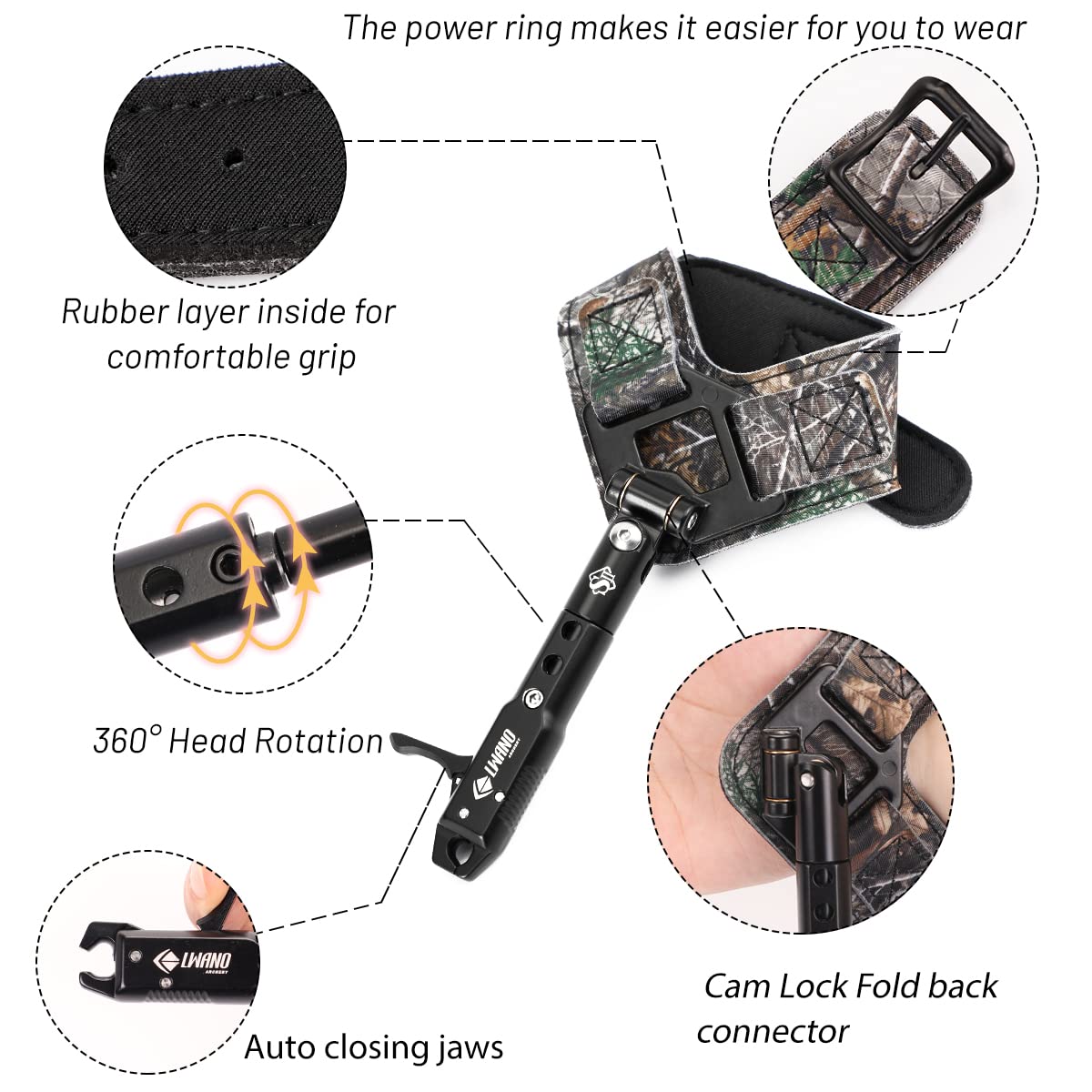 LWANO Archery Compound Bow Release Aids Trigger with Foldback Design (Camo)