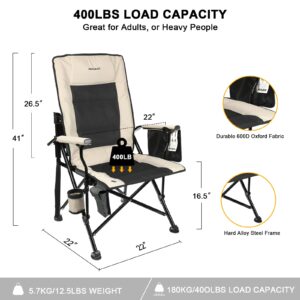 REALEAD Heated Camping Chairs - Fully Padded - Heated Folding Chairs for Outdoor Sports - Supports 400 lbs - Portable Heated Outdoor Camp Chairs for Sport Events - Concert - Battery NOT Included