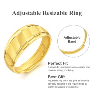 CHOW SANG SANG 999.9 24K Solid Gold Price-by-Weight 2.99g Gold Modern Stripe Band Ring for Women 82817R | Size Adjustable