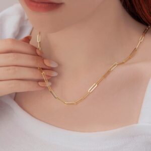 5mm Gold Paperclip Chain Necklace for Women, 20 Inches Gold Chain Necklace for Women Paperclip Chain Necklace for Women Gold Chain 14K Gold Necklace for Women Gold Chain for Women Gold Chain Necklace