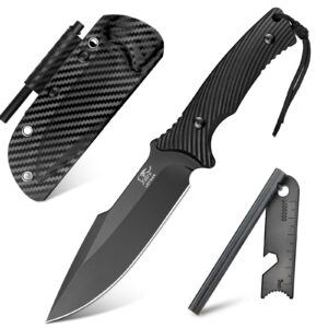 lothar ka52 fixed blade knife, sharp d2 steel blade survival knife with kydex sheath, hunting knives with g10 handle, camping bushcraft knife for outdoor, camping gifts for men