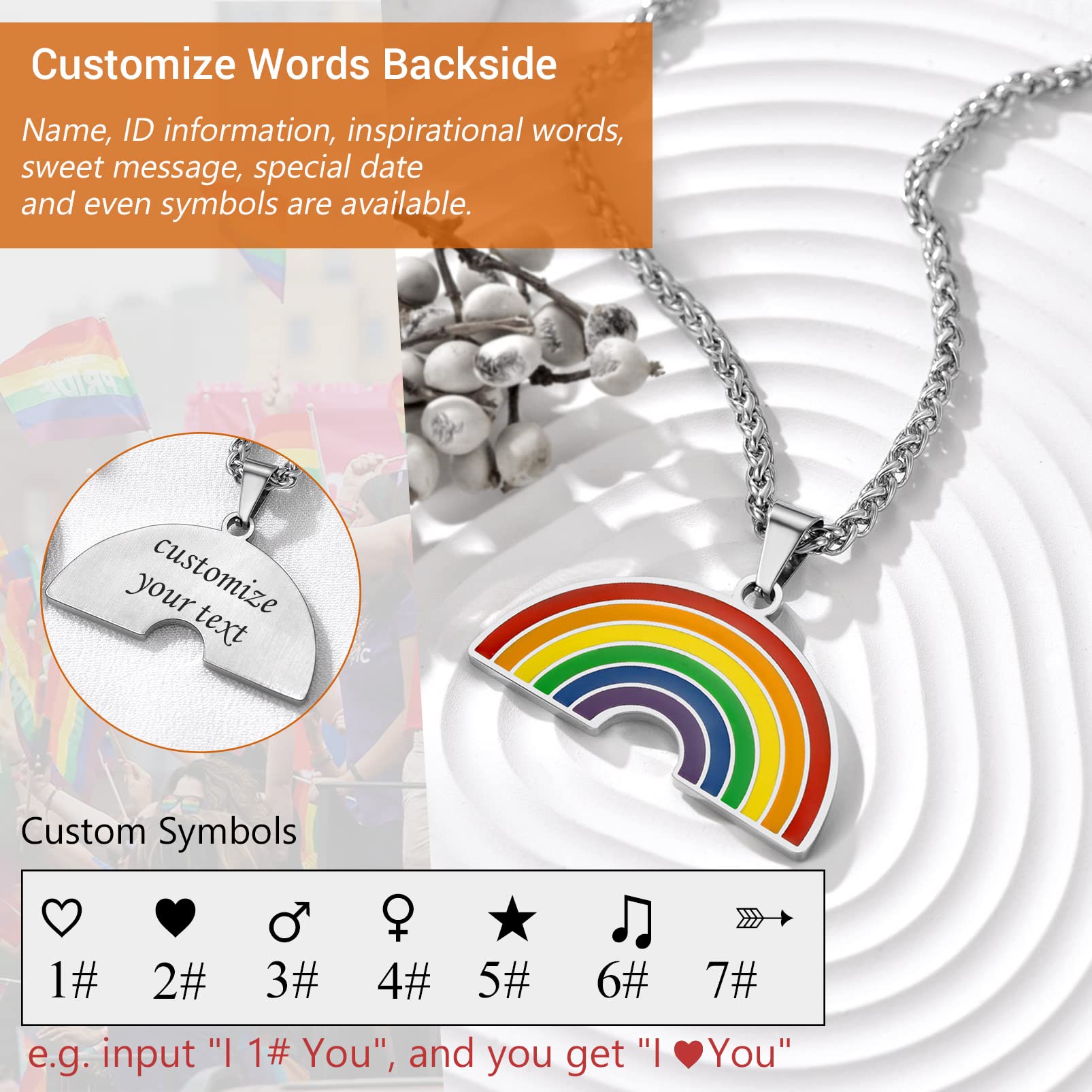 PROSTEEL Pride Month Accessories Lesbian Rainbow Necklace For Women Lgbtq Jewelry Stuff