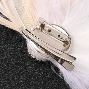 GENBREE White Feather Hair Clip 1920s Flapper Headpiece Crystal Headband Prom Party Head Accessories for Women