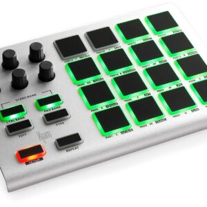 Xjam Professional MIDI Pad Controller - Ultra-Portable Aluminum Frame MIDI Drum Pad with 16 Beat Pads and 6 Assignable Knobs, Beat Machine for Melodic Samples, Plug & Play on iPad, iPhone, Mac, PC