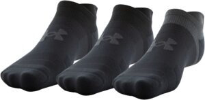 under armour adult armourdry run lite no show tab socks, 3-pairs, black/jet gray, medium