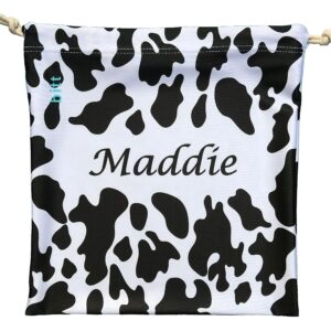 Bitt Sportswear Personalized Gymnastics Grip Bag in Cow Print with Crystals Options (Black Cow Print)