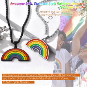 PROSTEEL Pride Month Accessories Lesbian Rainbow Necklace For Women Lgbtq Jewelry Stuff