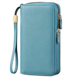 sendefn leather women wallet rfid blocking zipper around phone holder clutch wristlet large capacity