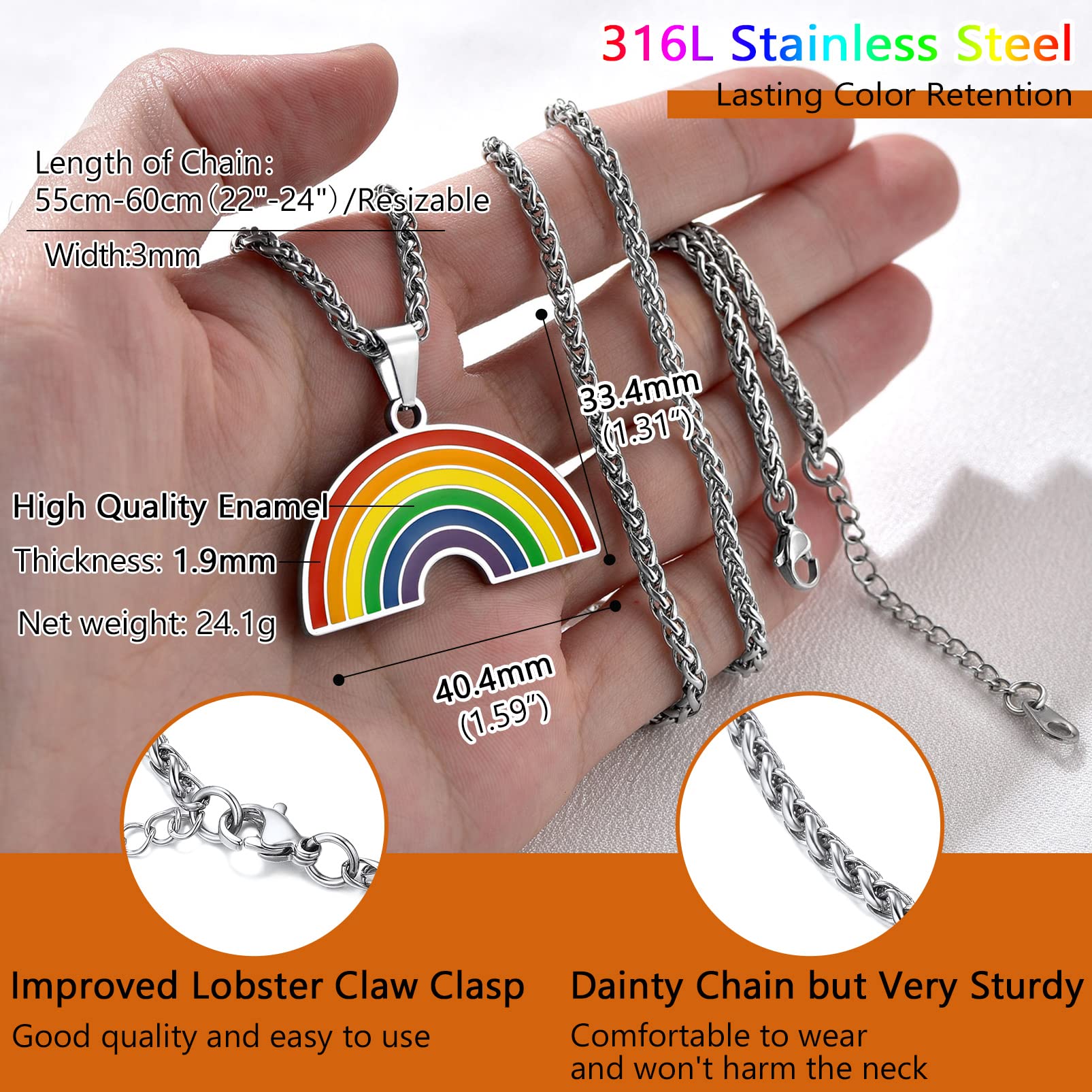 PROSTEEL Pride Month Accessories Lesbian Rainbow Necklace For Women Lgbtq Jewelry Stuff