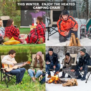 REALEAD Heated Camping Chairs - Fully Padded - Heated Folding Chairs for Outdoor Sports - Supports 400 lbs - Portable Heated Outdoor Camp Chairs for Sport Events - Concert - Battery NOT Included