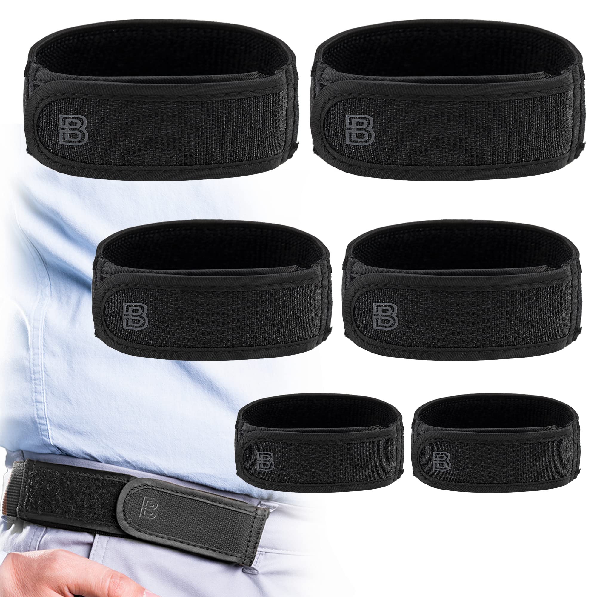 BeltBro Titan Black MultiPack No Buckle Elastic Belt For Men — Package Includes 2 Small, 2 Medium, 2 Large — Fits 1.5 Inch Belt Loops, Comfortable and Easy To Use