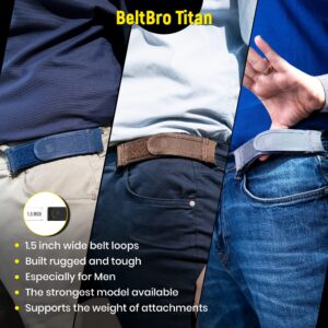 BeltBro Titan Brown MultiPack No Buckle Elastic Belt For Men — Package Includes 2 Small, 2 Medium, 2 Large — Fits 1.5 Inch Belt Loops, Comfortable and Easy To Use