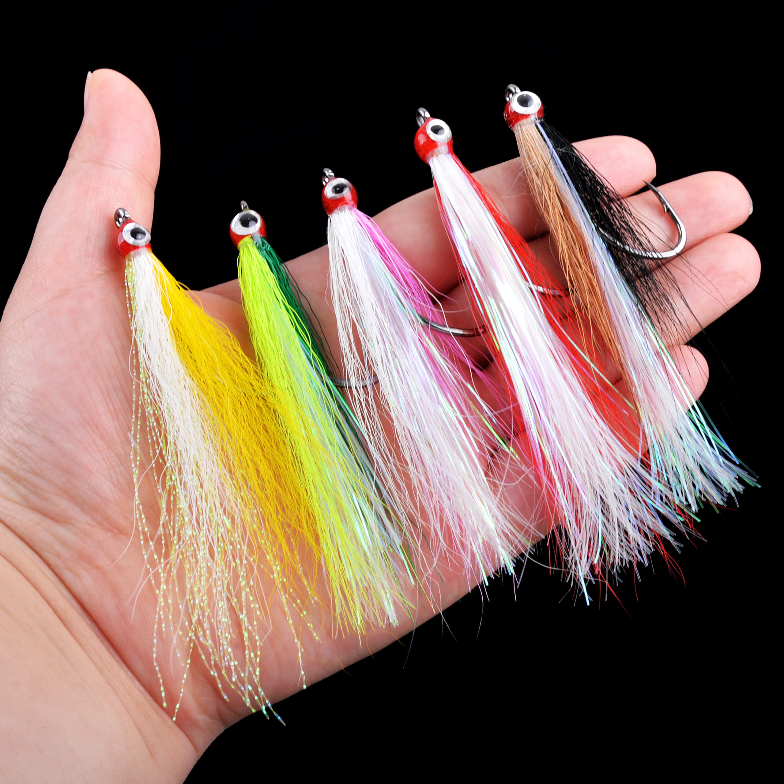 Streamer Flies for Fly Fishing, Classic Clouser Minnow Fishing Flies Streamers Fly Fishing Lures for Trout Bass Saltwater Freshwater (Yellow, 10Pcs)