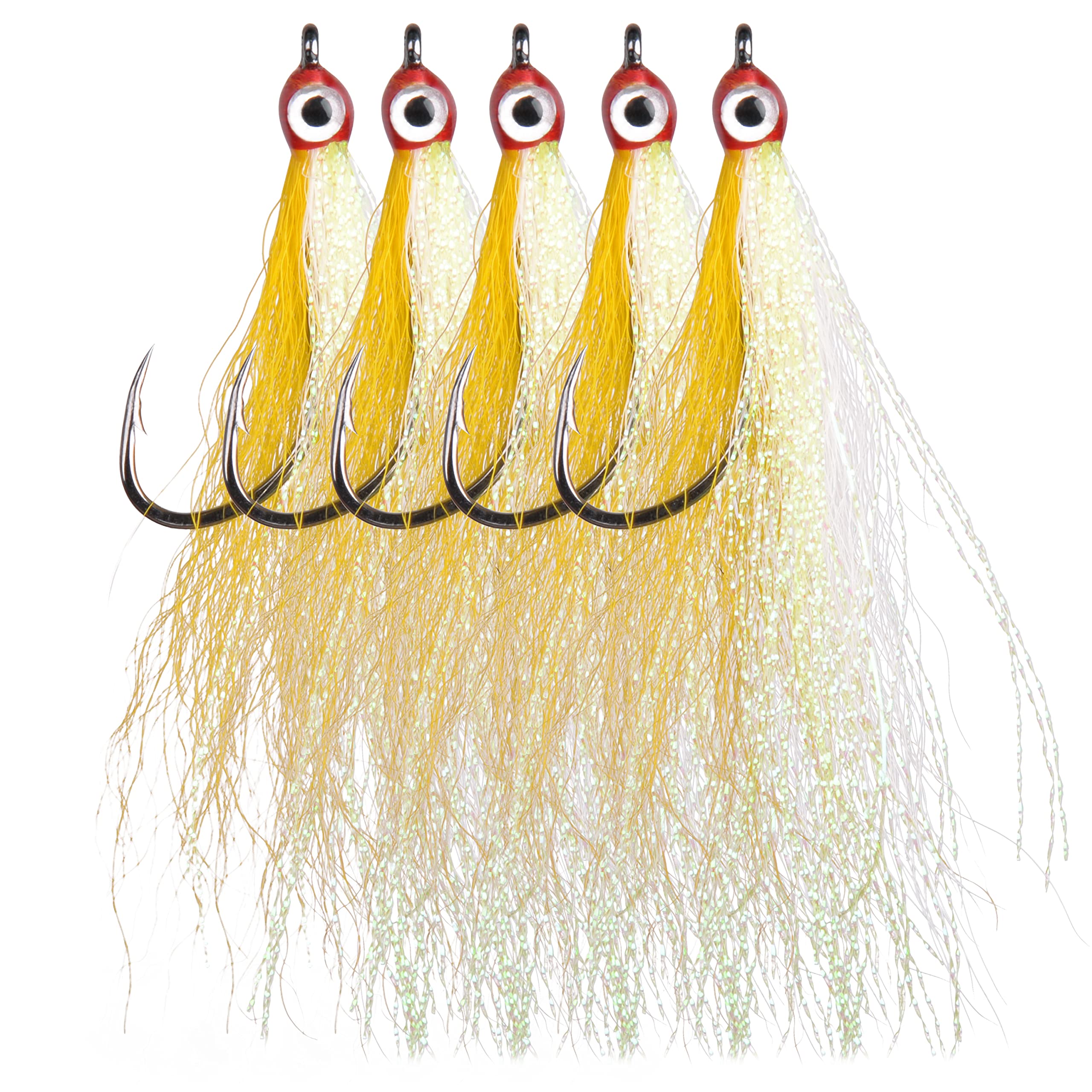 Streamer Flies for Fly Fishing, Classic Clouser Minnow Fishing Flies Streamers Fly Fishing Lures for Trout Bass Saltwater Freshwater (Yellow, 10Pcs)