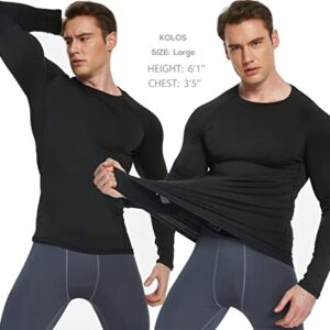 TELALEO 5 Pack Men's Thermal Compression Shirt Long Sleeve Athletic Base Layer Top Winter Cold Gear Workout Running Hunting L