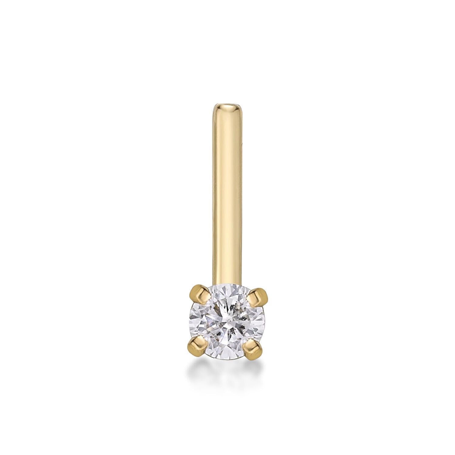 Lavari Jewelers 20 Gauge 0.02 Carat Lab Grown Diamond L-Shaped Nose Ring in 14k Yellow Gold (D-E, I2-I3, cttw) 1.7 mm