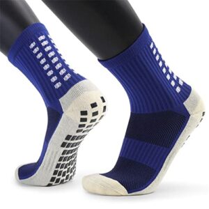 anti-slip sport socks athletic socks non-slip rubber grip for football, rugby, basketball, running, hiking, yogapilates (blue socks) one size