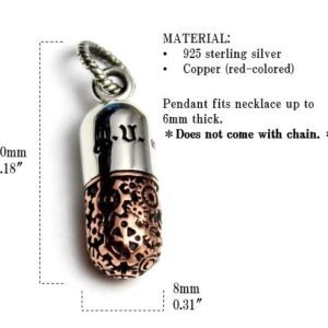 COSUMOSU Capsule Pendant 925 Sterling Silver Medicine Pill Jewelry for men for women