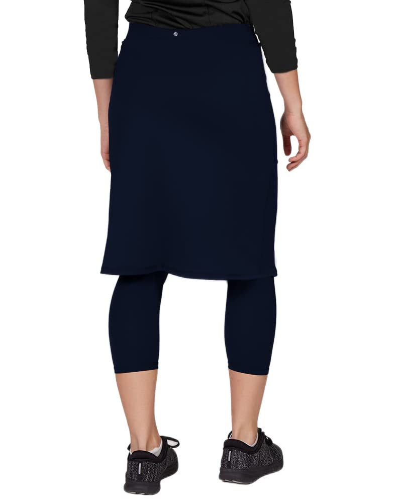 Womens Tennis Skirt with Built in Capri Leggings 20" Knee Length Skorts Skirts Drawstring Golf Skirts Skirted Leggings Navy Blue