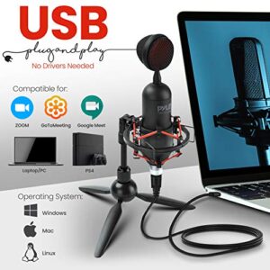 PyleUSA USB Cardioid Condenser Microphone - Audio Mic w/USB Cable, Built-in Pop Filter, Adjustable Desktop Stand - for Gaming PS4, Streaming, Podcasting, Studio, YouTube - PDMIUSB75