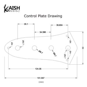 KAISH USA Specs Metal J Bass Control Plate Aluminum Anodized Jazz Bass JB Control Plate with 3/8" CTS Pot Holes for American/Mexican Jazz Bass Black