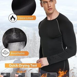 TELALEO 5 Pack Men's Thermal Compression Shirt Long Sleeve Athletic Base Layer Top Winter Cold Gear Workout Running Hunting L