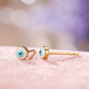 Blue Evil Eye Mini Stud Earrings for Women Little Men Dainty Minimalist Tiny Cartilage Tragus Small Cute Hypoallergenic Studs for Birthday…