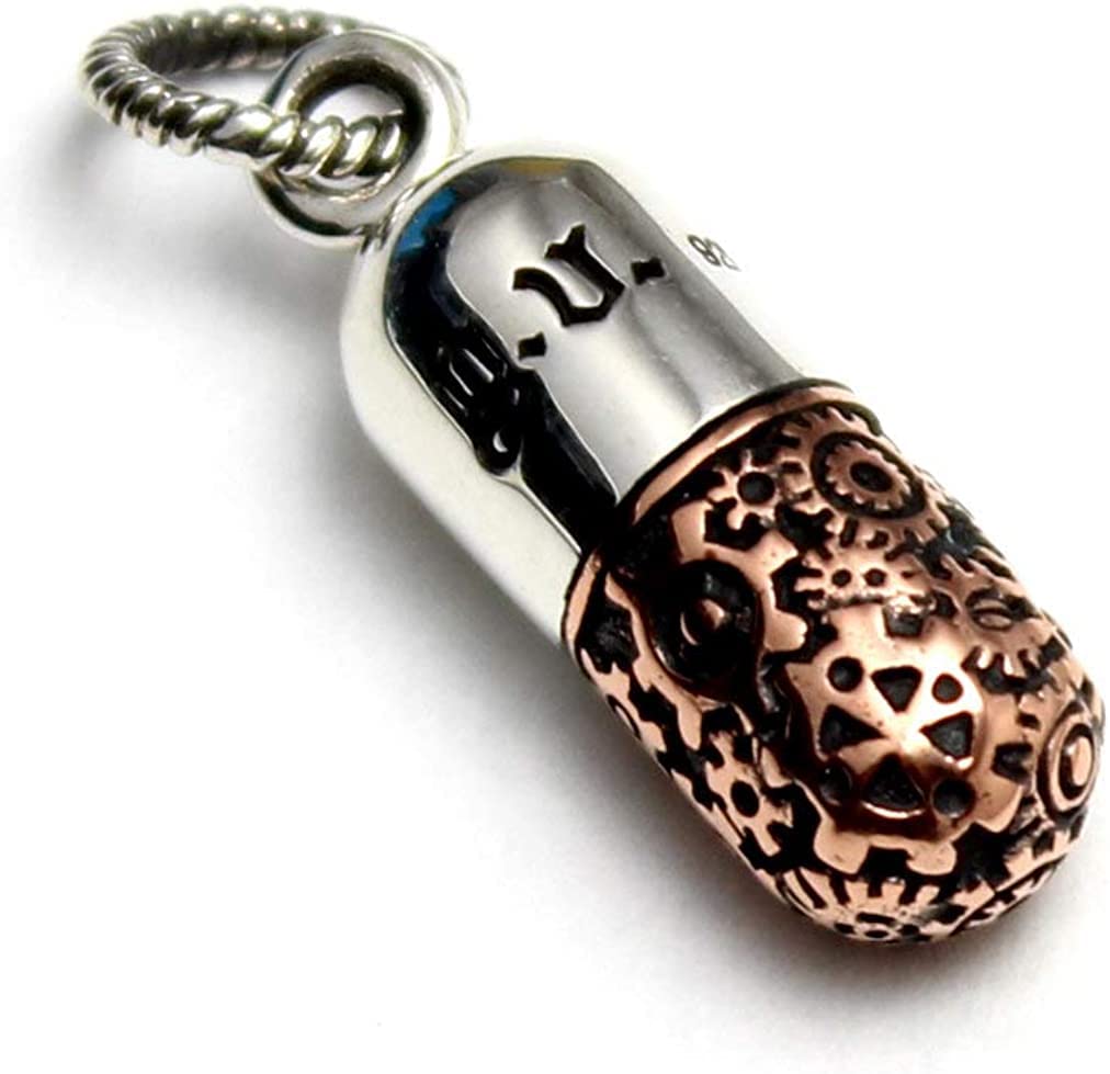 COSUMOSU Capsule Pendant 925 Sterling Silver Medicine Pill Jewelry for men for women