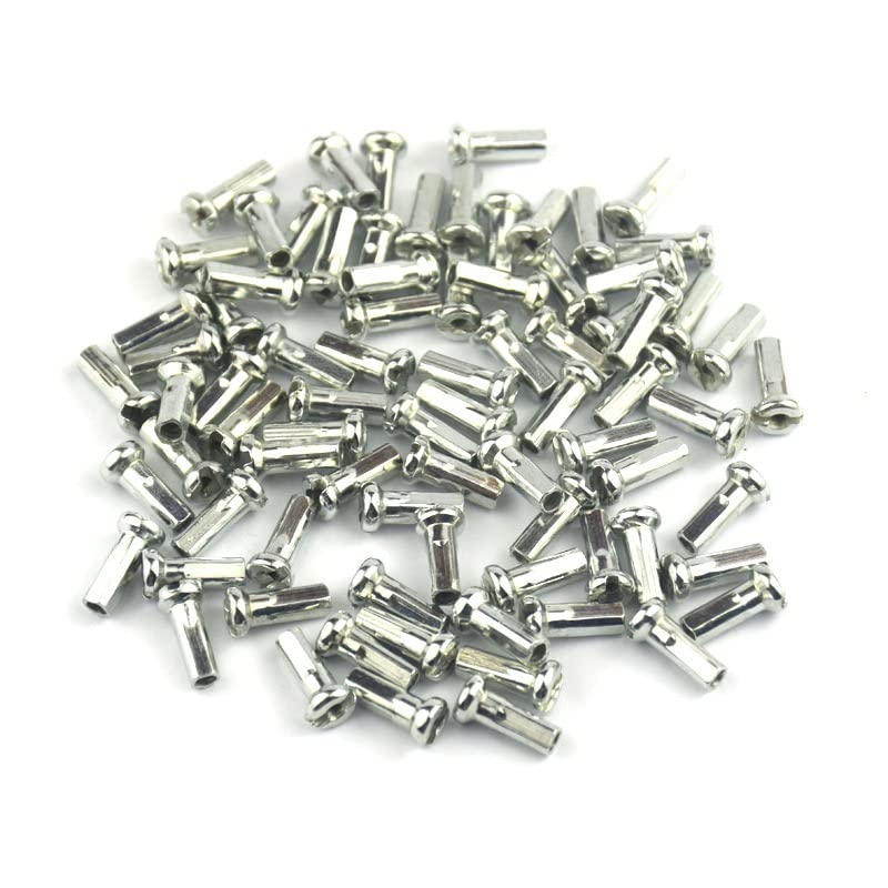 Bike Spoke Nipples Steel Spoke Nipples Mountain Bicycle Spoke Cap for 14G 40Pcs 6 * 14mm Silver