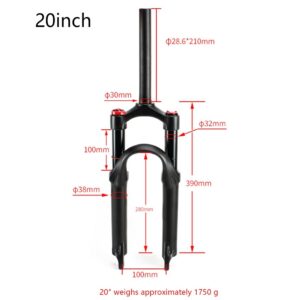 LHHL Bicycles Fork Mountain Bike Suspension Fork 20 Inch Air Bicycle Front Fork Suspension Bicycles BMX Gas Fork 60mm Travel 1 1/8” Straight Tube QR 9mm HL