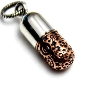 COSUMOSU Capsule Pendant 925 Sterling Silver Medicine Pill Jewelry for men for women