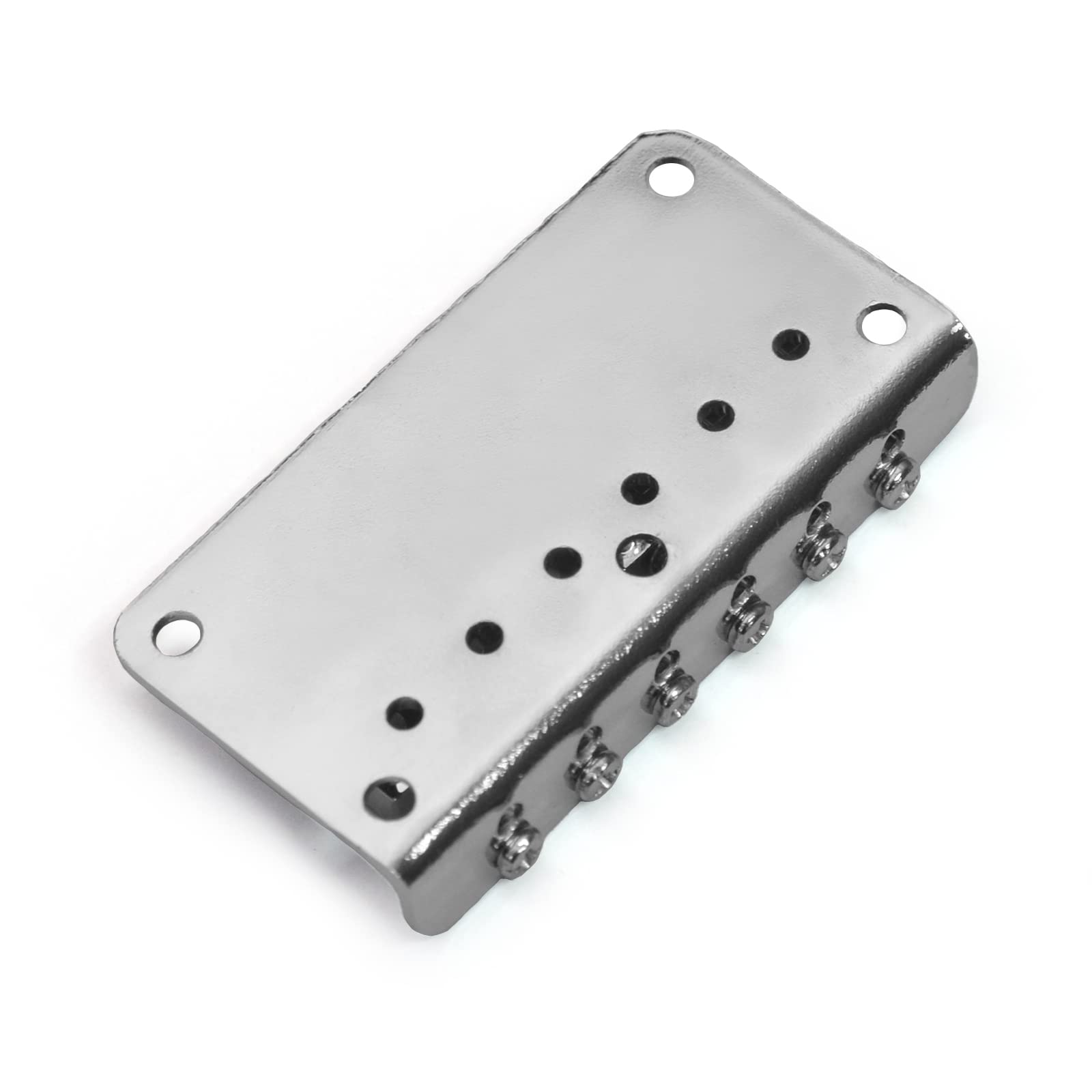 MAXCHEER 78mm Fixed Hardtail Bridge for 6 String Fender Strat Tele Electric Guitar (Chrome)